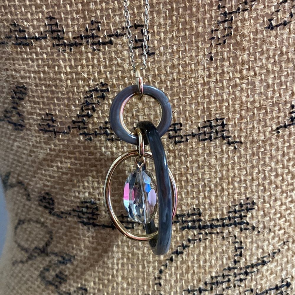 Loft Outlet Interlocked Enamel Ring Pendant Necklace Gold Tone